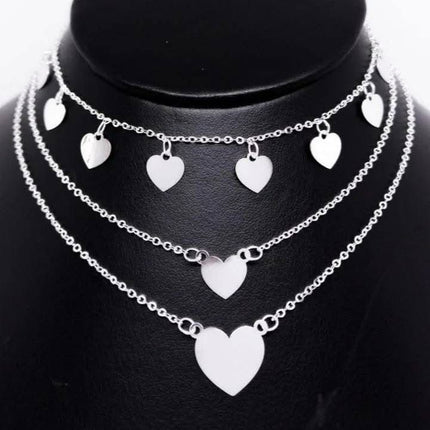 #G237 - Gargantilla Triple Corazones Plata - A18/8.1