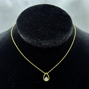 #GX14101 - Gargantilla Gota/Pera Con Diamante Natural Oro 14K - SX380/