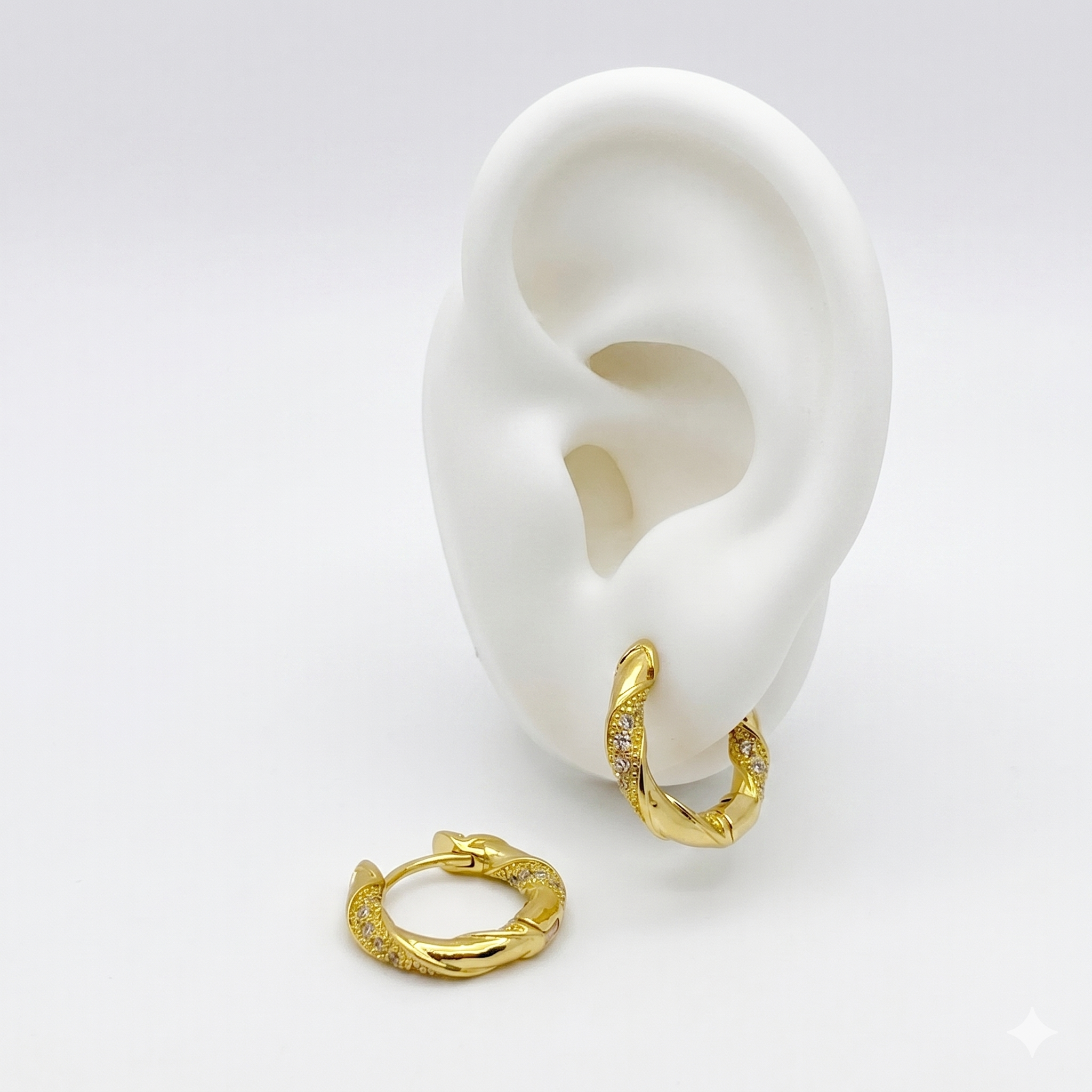 #HOL175 - Arracada Con Piedra Oro Laminado 18k - LB020/