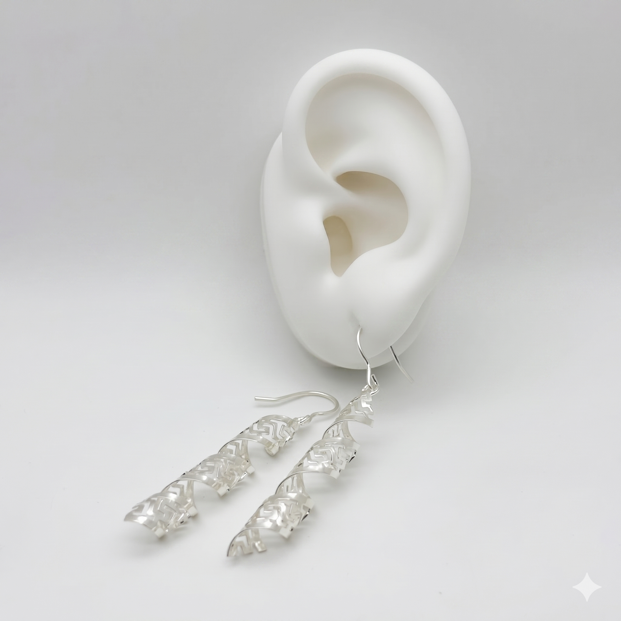 #AR239 - Aretes Espiral Largos De Plata .925 - A08/3.6