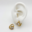 #HOL176 - Huggies De Rombo Con Piedra Zirconia De Oro Laminado 18k - LB020/