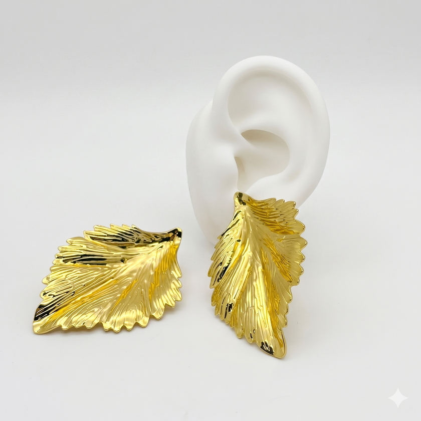 #ARL174 - Arete De Hoja De Oro Laminado 18k - LA030/