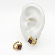 #HOL176 - Huggies De Rombo Con Piedra Zirconia De Oro Laminado 18k - LB020/