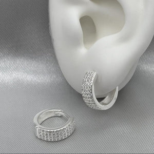 #H114 - Huggies Circular Con Piedra Zirconia Plata - PU3.5