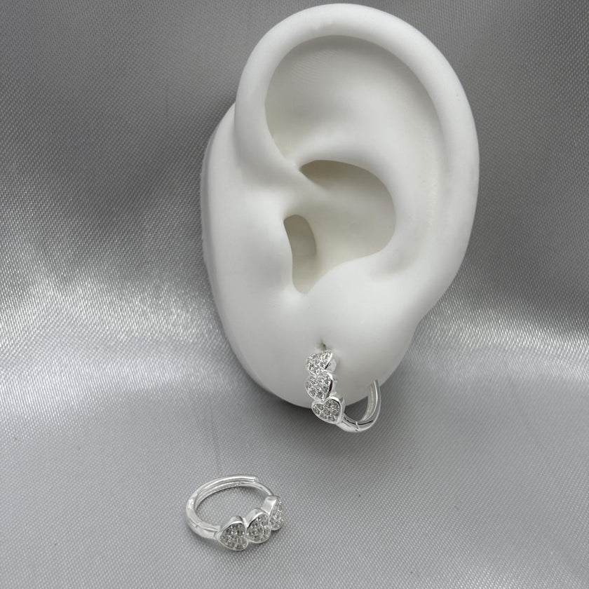 #H118 - Huggies Circular De Corazón Piedra Zirconia Plata - B12/2.5