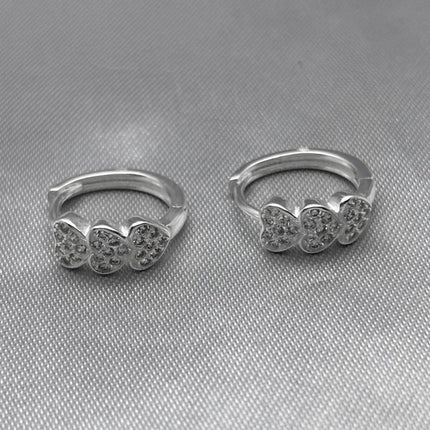 #H118 - Huggies Circular De Corazón Piedra Zirconia Plata - B12/2.5