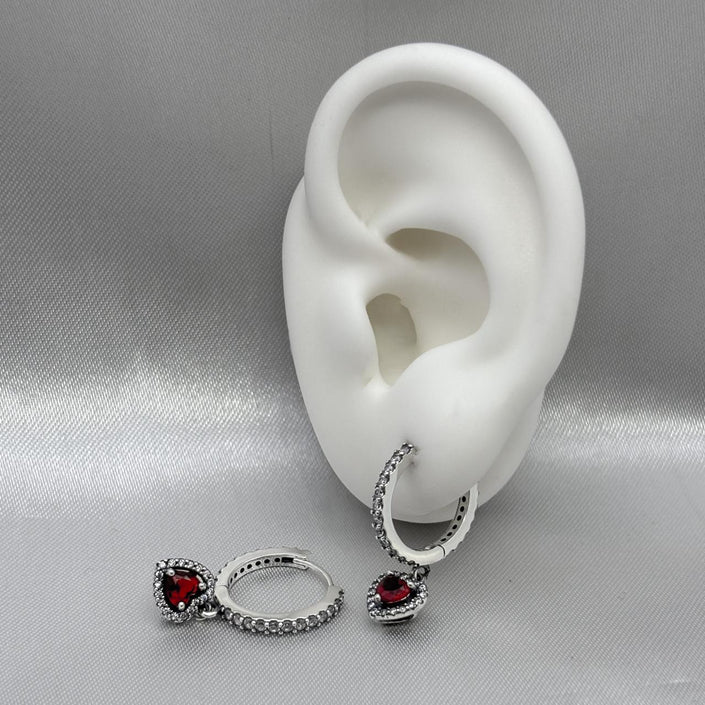 #H136 - Huggies Colgante Corazón Piedra Zirconia Baño De Rodio Plata - B14/4.2