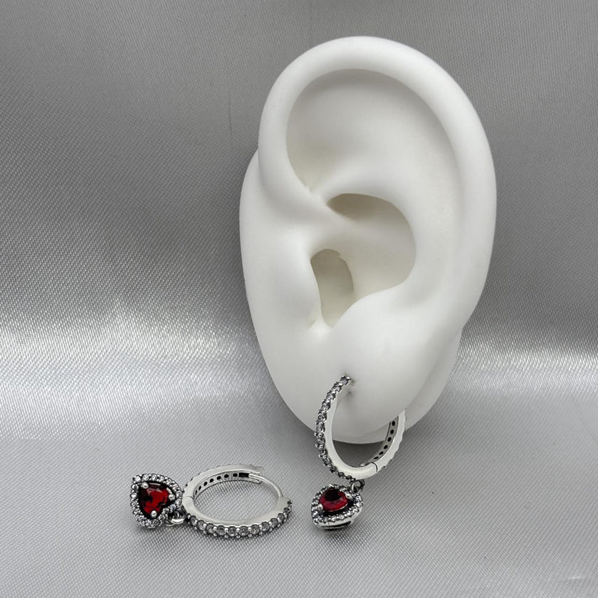 #H136 - Huggies Colgante Corazón Piedra Zirconia Baño De Rodio Plata - B14/4.2