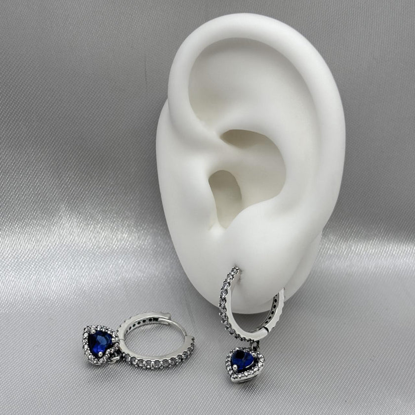 #H136 - Huggies Colgante Corazón Piedra Zirconia Baño De Rodio Plata - B14/4.2