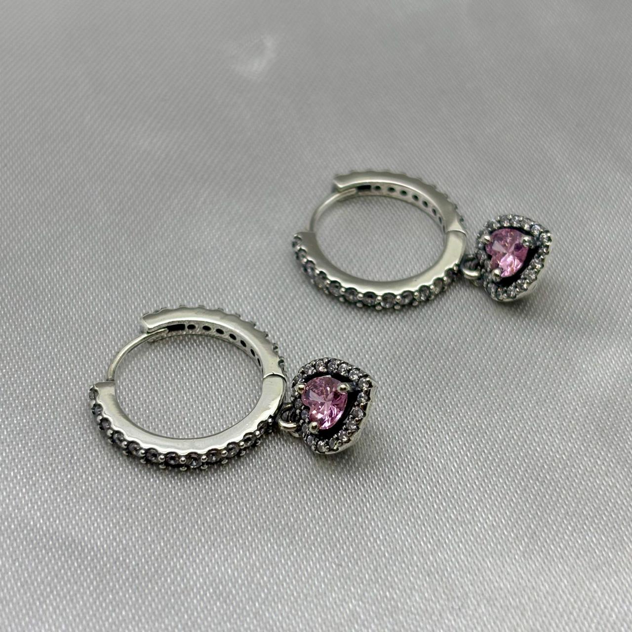 #H136 - Huggies Colgante Corazón Piedra Zirconia Baño De Rodio Plata - B14/4.2