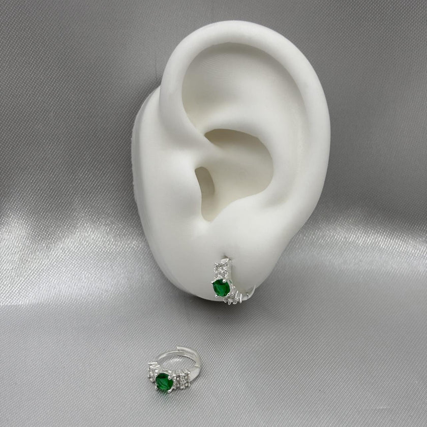 #H195 - Huggie Con Piedra Zirconia Plata - A15/1.7