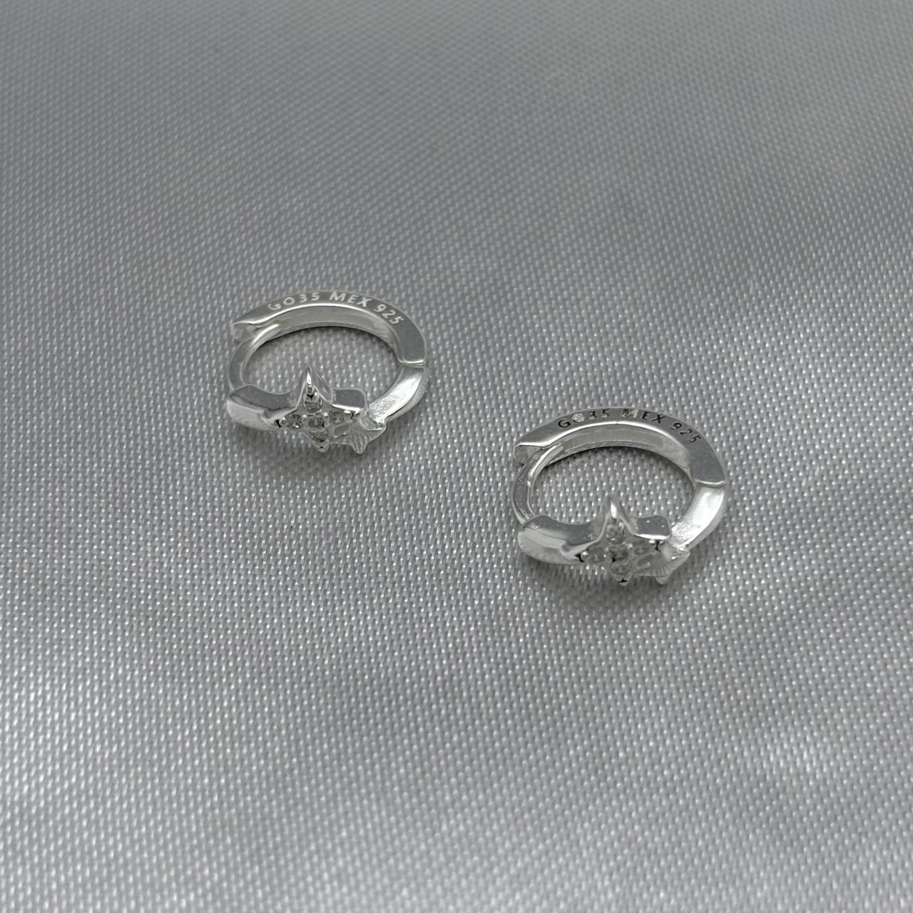 #H190 - Huggie Destellos Con Zirconia Plata - LL1.5