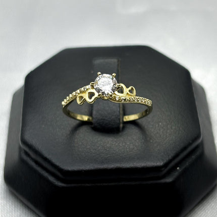 #HE141 - Anillo Solitario Con Corazones De Oro 10k - H07/1.6