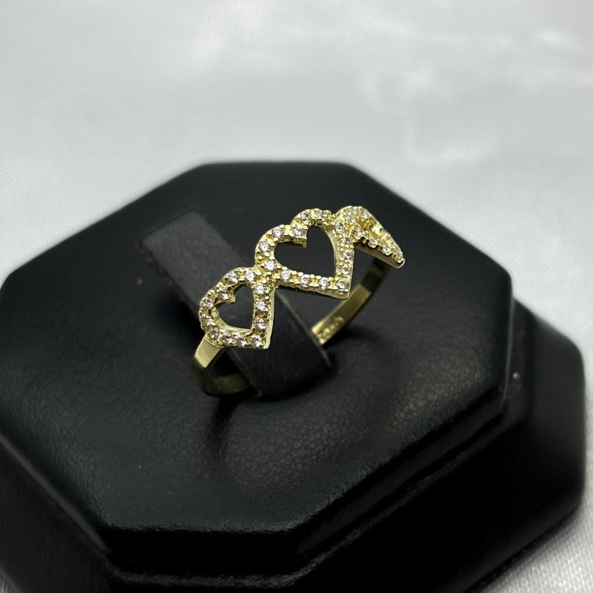 #HE148 - Anillo De Corazones De Oro 10k - H07/1.6