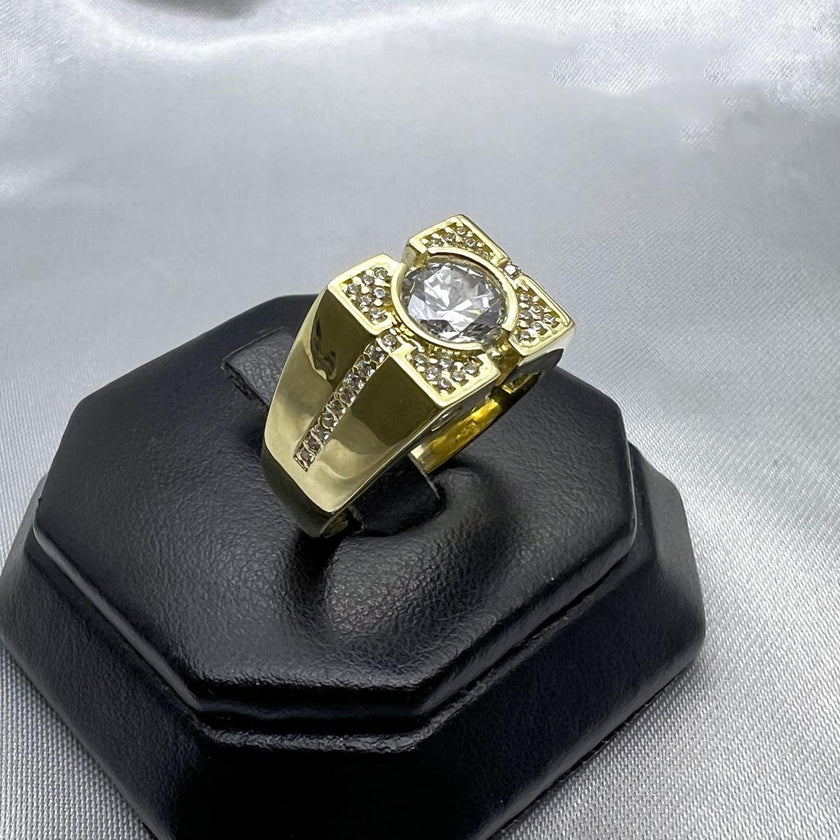 #HE152 - Anillo Cuadrado De Oro 10k Con Piedra - H05/7.1