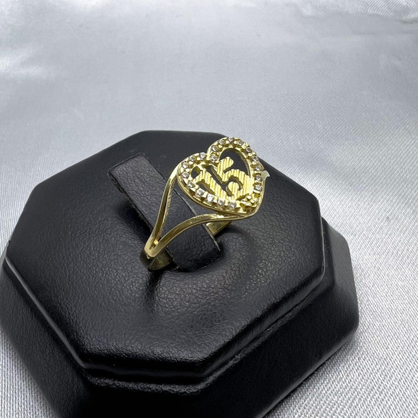 #HE154 - Anillo De Corazón De XV/15 Años De Oro 10k - H07/2.0