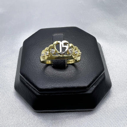 #HE160 - Anillo De Corona De XV/15 Años De Oro 10k - H07/1.8