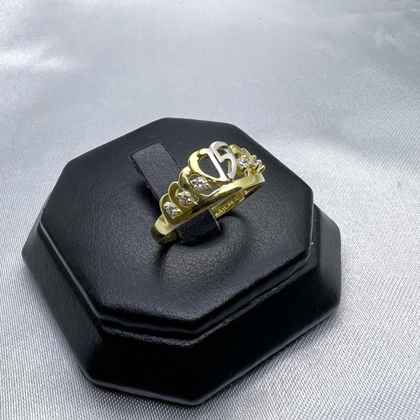 #HE160 - Anillo De Corona De XV/15 Años De Oro 10k - H07/1.8