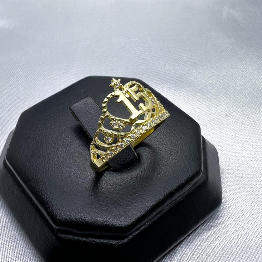 #HE161 - Anillo De Corona De XV/15 Años De Oro 10k - H07/2.2