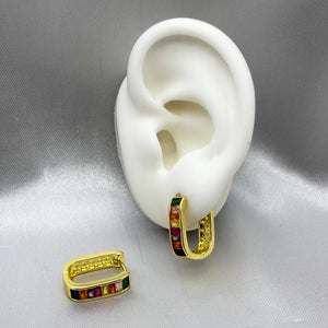 #HOL162 - Huggie Cuadrada Con Zirconia Oro Laminado 18K - LA035/