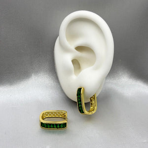 #HOL162 - Huggie Cuadrada Con Zirconia Oro Laminado 18K - LA035/