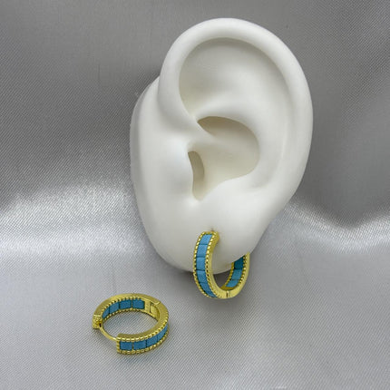 #HOL166 - Huggie Circular Con Piedra Zirconia Oro Laminado 18K - LA035/