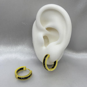 #HOL166 - Huggie Circular Con Piedra Zirconia Oro Laminado 18K - LA035/