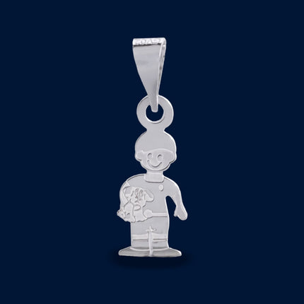 #D355 - Dije Familiar De Niño Con Perrito Plata - B19/1.0