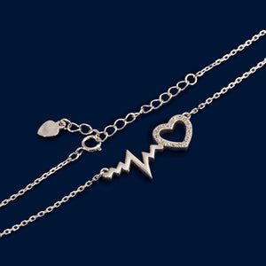 #PA333 - Pulsera De Corazón Y Pulso De Plata - MI2.6