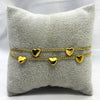 #PAL165 - Pulsera Doble De Corazones De Oro Laminado 18k - LB045/
