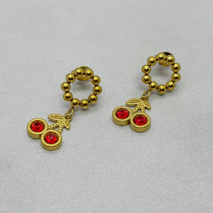 #ARL140 - Arete Circular Con Cerezas De Oro Laminado 18k - LB030/