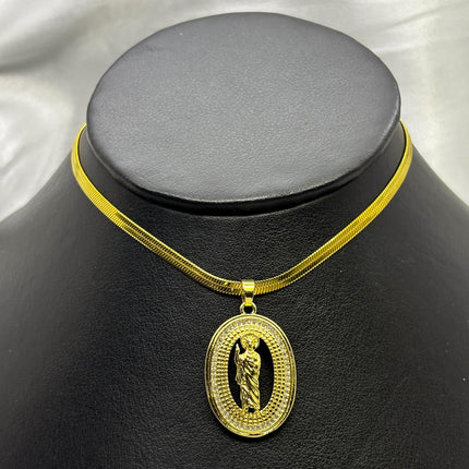#GOL145 -  Gargantilla De San Judas Con Zirconia Oro Laminado 18K - LB035/