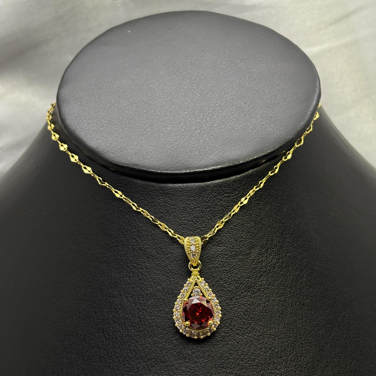 #GOL143 - Gargantilla Dije De Gota Con Zirconia Oro Laminado 18k - LB030/