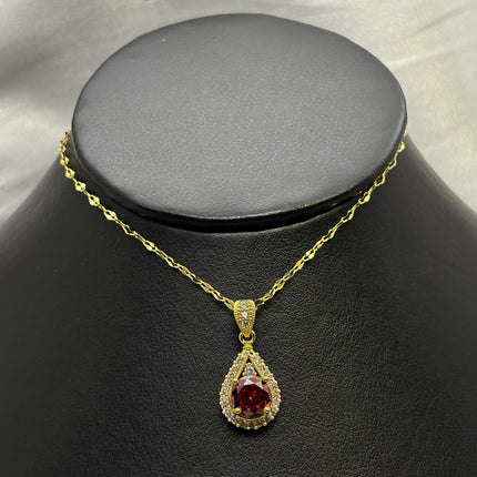 #GOL143 - Gargantilla Dije De Gota Con Zirconia Oro Laminado 18k - LB030/