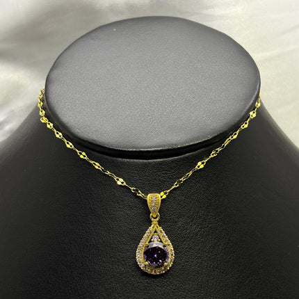 #GOL143 - Gargantilla Dije De Gota Con Zirconia Oro Laminado 18k - LB030/