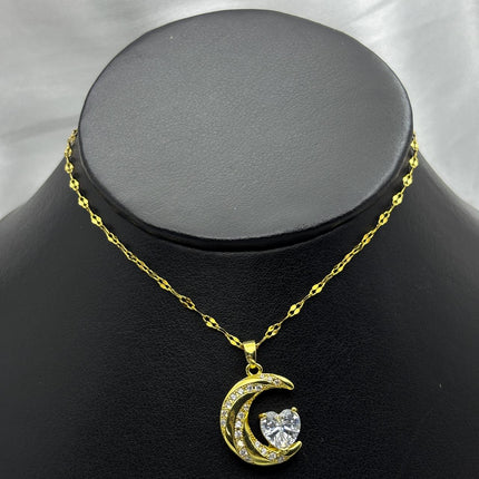 #GOL151 - Gargantilla De Luna Con Zirconia - Oro Laminado 18k - LB030/