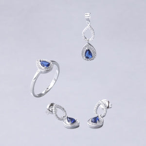 #J105 - Juego de Broquel, Dije Y Anillo Gota - C14/7.4