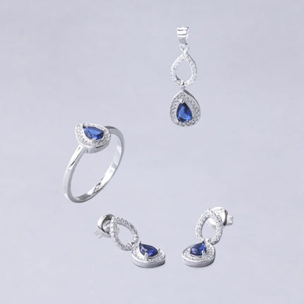 #J105 - Juego de Broquel, Dije Y Anillo Gota - C14/7.4