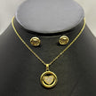 #JOL117 - Juego Gargantilla Y Broquel Corazón Piedra Zirconia Oro Laminado 18K - LA030/