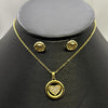 #JOL117 - Juego Gargantilla Y Broquel Corazón Piedra Zirconia Oro Laminado 18K - LA030/