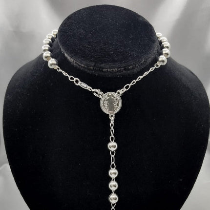 #MR112 - Rosario De San Benito Liso Plata - 5 mm - B05/19.9