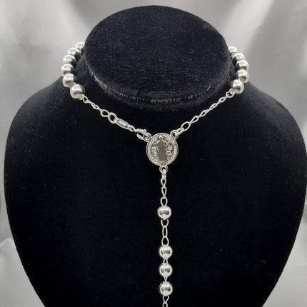 #MR119 - Rosario De San Benito Liso Plata - 6 mm - B05/27.0