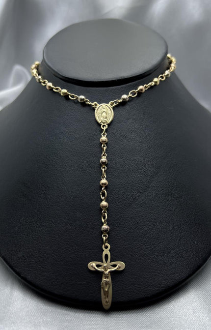 #HE120 - Rosario Liso De Virgen De Guadalupe De Oro 10k - 4 mm - H06/22.1