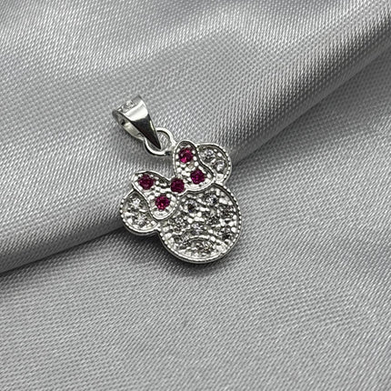 #D452 - Dije Minnie Mouse Con Piedra Zirconia Plata - A09/2.0