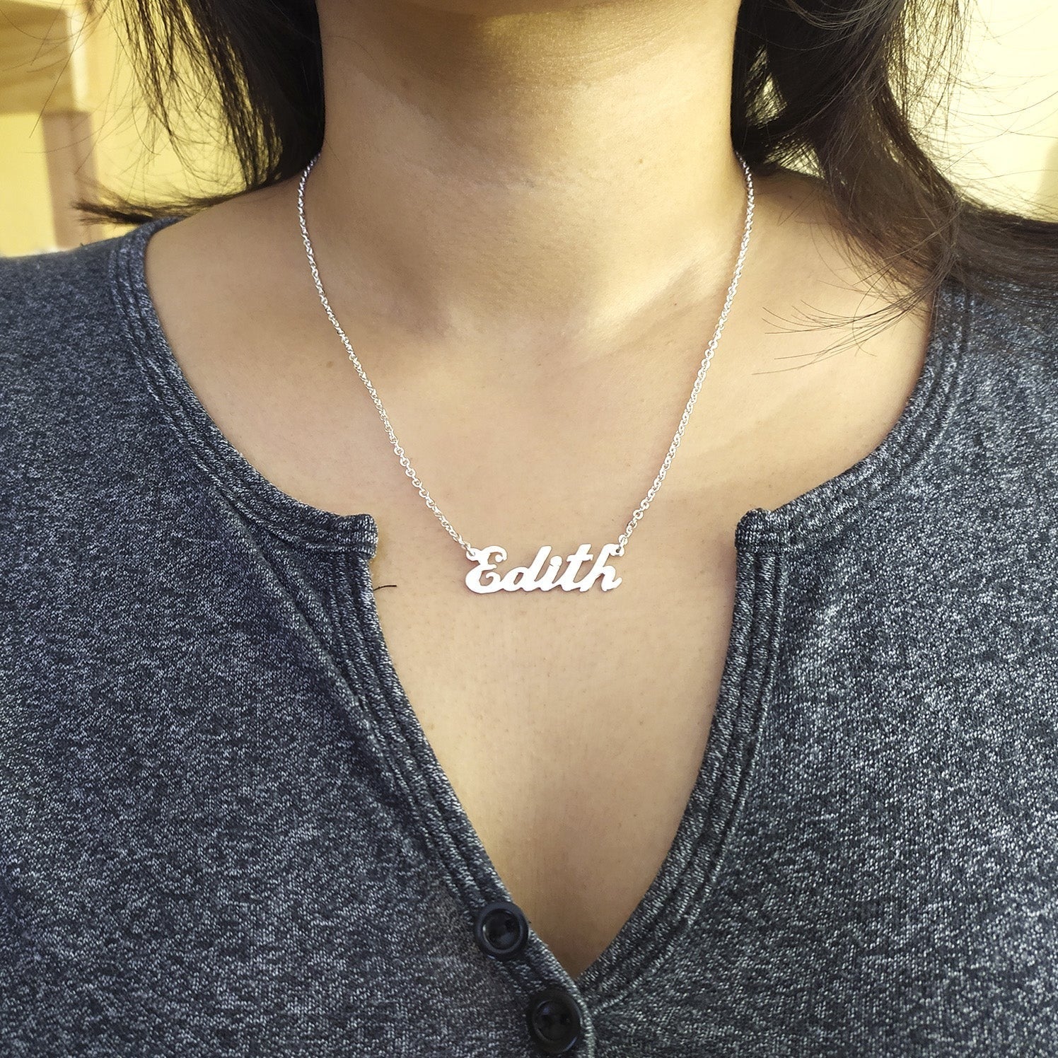 #HE102 / CAD173 - Gargantilla De Nombre Personalizado De Plata - DE025/