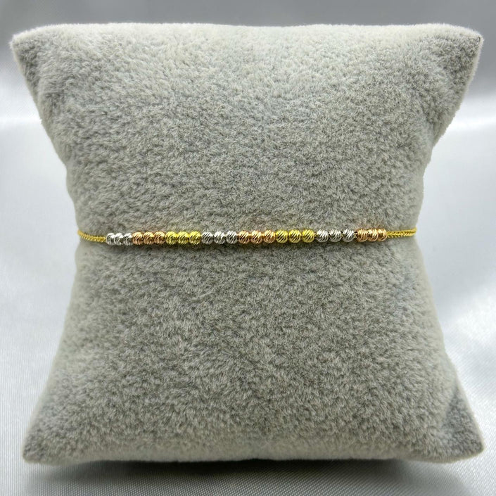 #PA10104 - Pulsera Ajustable Bolitas De Oro 10k - J15/2.1