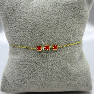 #PA10113 - Pulsera Trébol Tipo Van Cleef Con Piedra Zirconia Oro 10K - I19/1.3