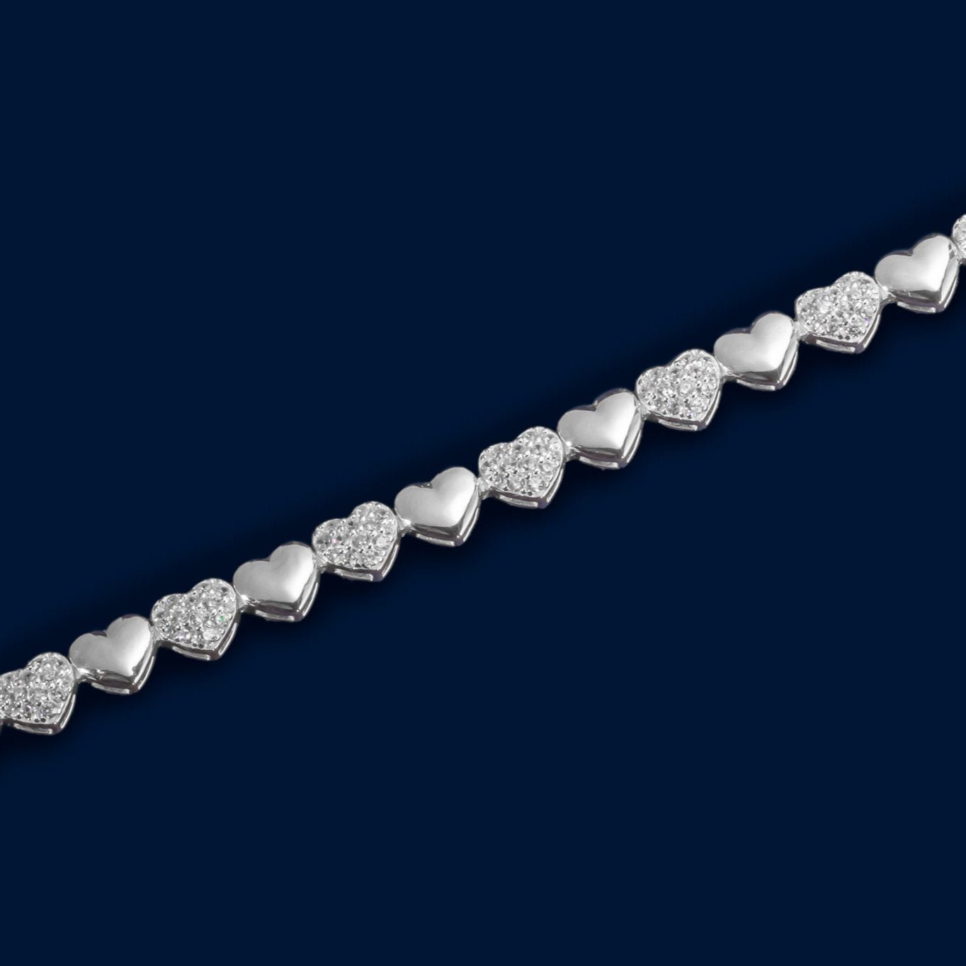 #PA117 - Pulsera Corazones Piedra Zirconia Plata - C30/9.3