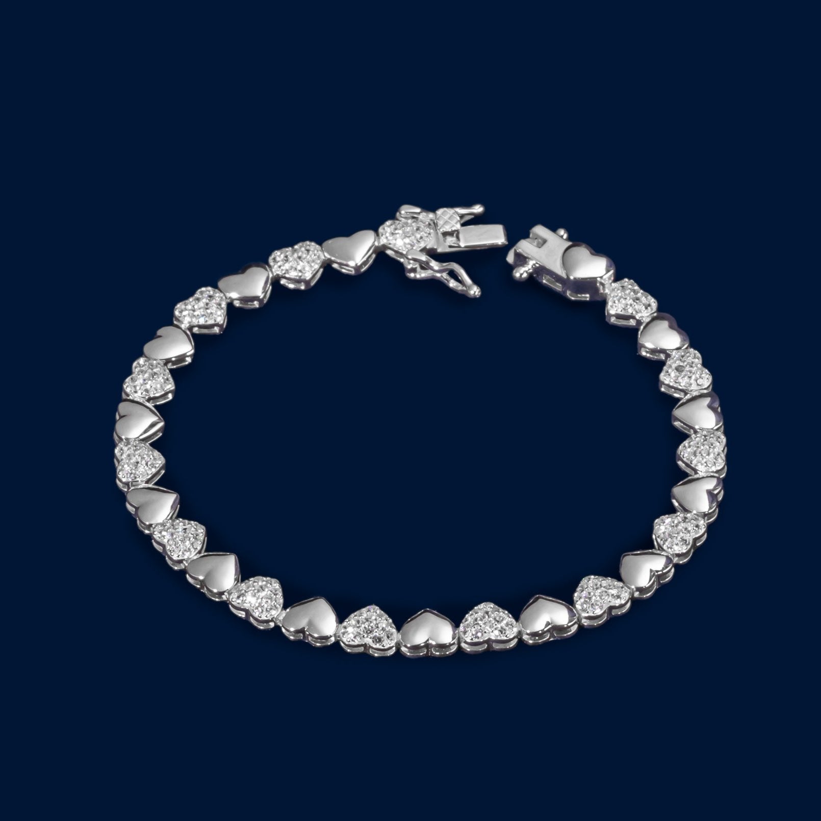 #PA117 - Pulsera Corazones Piedra Zirconia Plata - C30/9.3