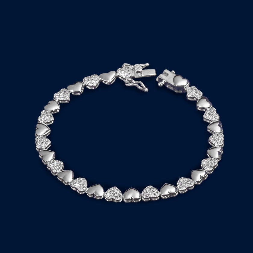 #PA117 - Pulsera Corazones Piedra Zirconia Plata - C30/9.3